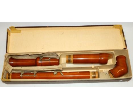 1970's Adler Base Recorder in original box complete with original purchase receipt dated 1972, overall length 86cm 