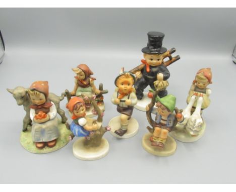 Goebel figure of a chimney sweep impressed No104012 H14cm and six smaller Goebel figures 