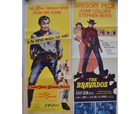 Two original vertical format US card stock 14"x36" insert posters: "The King And Four Queens" starring Clarke Gable and Elean