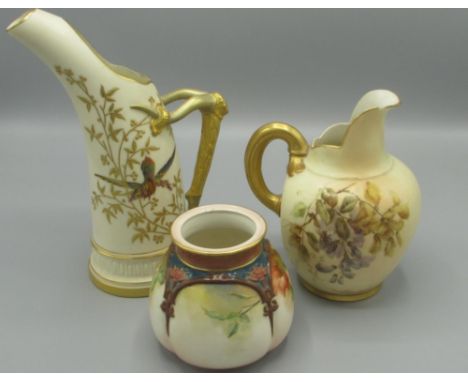 Anthea Turner Collection - Royal Worcester blush ivory jug, decorated with flowers, shape 1116, H18.5cm Royal Worcester blush