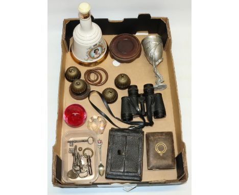 Early C20th brass fluted dome light switches, sealed Bell's whisky 75cl commemorative decanter for Queen Elizabeth II's 60th 