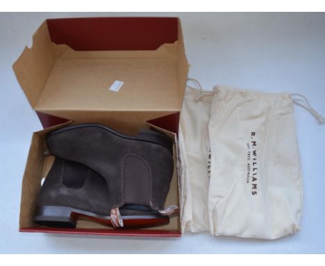 A pair of R M Williams Craftsman suede boots (chocolate), size 8.5 with AirPlus insoles, as new/not previously worn with box 