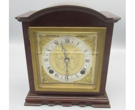 Elliot London Retailer Garrard &amp; Co. Ltd 112 Regent St. London, C20th mahogany mantle clock, square bevel edged glazed do