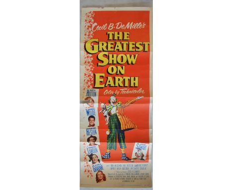 Two original vertical format US card stock insert poster for the 1952 Cecil B BeMille motion picture "The Greatest Show On Ea