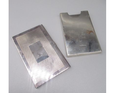 ER.II hallmarked Sterling silver business card holder, by Philip Kydd, Birmingham, 2001, and another silver card holder with 