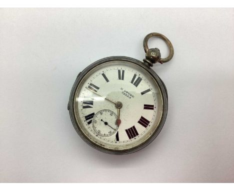 H Stone Leeds; A Hallmarked Silver Cased Openface Pocket Watch, the signed white dial with bold black numerals and seconds su