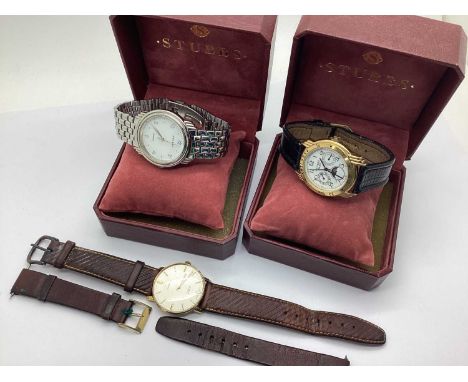 Stubbs; Two Modern Gent's Wristwatches, in original boxes; together with a vintage Everite gent's wristwatch.