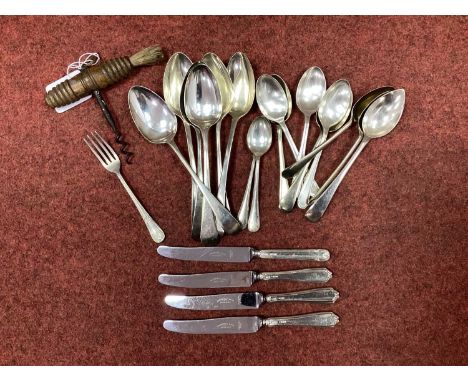 A Matched Set of Six Hallmarked Silver Old English Pattern Spoons, including Christopher &amp; Thomas Wilkes Barker, London 1