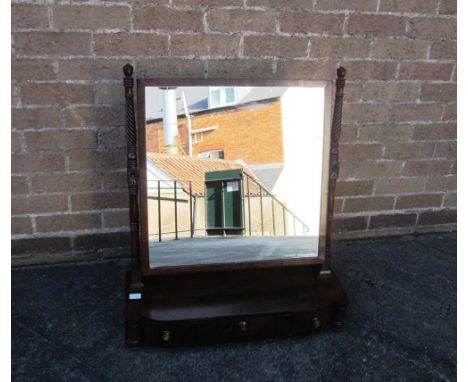 A REGENCY DRESSING TABLE MIRROR fitted with three trinket drawers to the base