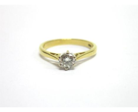 A DIAMOND SINGLE STONE 18CT GOLD RING the modern brilliant cut of approximately 0.3cts calculated , finger size M, 2.9g gross