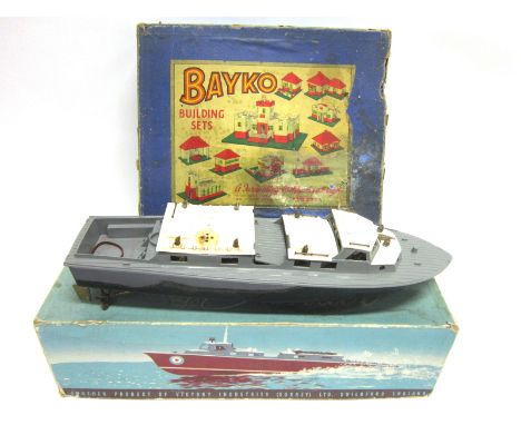 A VICTORY INDUSTRIES VOSPER R.A.F. CRASH TENDER grey with white roofs and a black hull, fitted with a battery-operated mechan