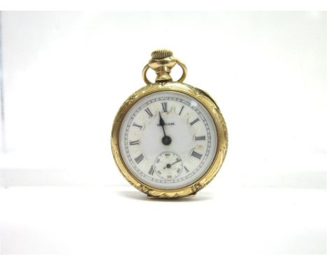 ELGIN, A LADY'S FOB WATCH the enamel dial with black hands, Roman numerals and subsidiary seconds dial, four piece hinged cas