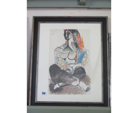 Pablo Picasso - Lithograph 1959 - plate dated seated woman printed by Mourlot of Paris 41cm x 26cm