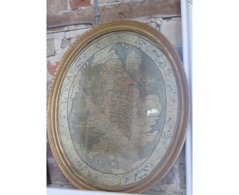 An 18th century map sampler of England and Wales by Maria Elliot, Kings Winford 1794 - 53 cm x 43 cm - in a gilt frame
Condit