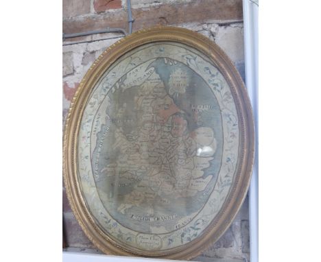 An 18th century map sampler of England and Wales by Maria Elliot, Kings Winford 1794 - 53 cm x 43 cm - in a gilt frame
Condit