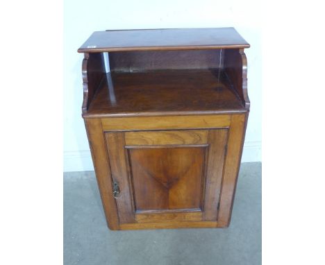 A mahogany hall cabinet, shelf above open compartment over door - 64 cm x 46 cm x 84 cm 