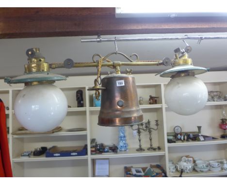A Vintage two branch lamp converted to electric - Width 87 cm