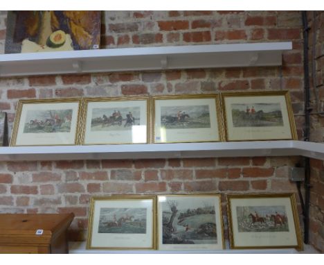A collection of seven gilt framed and glazed Hunting prints - 45 cm x 34 cm 