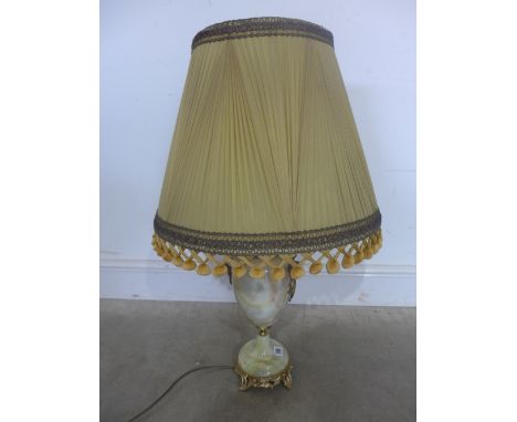 An onyx vase shaped table lamp with ormolu mounts 74cm tall