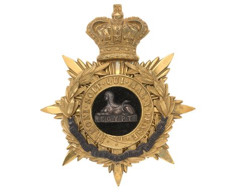 Badge. South Lancashire Regiment Victorian Officer's helmet plate circa 1881-1901.  Fine gilt crowned star mounted with Garte