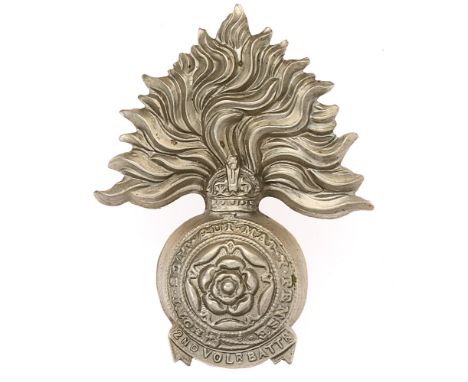 Badge. 2nd VB Royal Fusiliers (City of London Regiment) Edwardian cap badge circa 1901-08.  Good scarce die-stamped white met