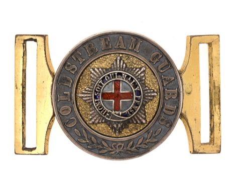 Badge. Coldstream Guards Officer's waist belt clasp.  Fine scarce interlocking example with matching number to both halves. S