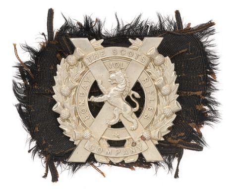 Badge. Indian Army. Scots Company, Bombay Volunteer Rifles glengarry badge circa 1914-22.  Fine scarce die-stamped white meta