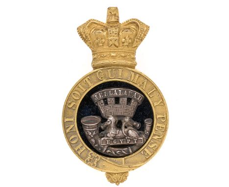 Badge. The Prince Albert's (Somersetshire Light Infantry), Victorian Officer's glengarry badge 1881-97.  Fine gilt crowned Ga