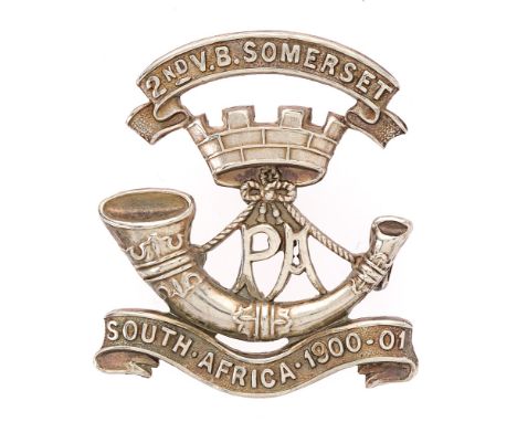 Badge. 2nd (Taunton) VB Somerset Light Infantry field service cap badge circa 1905-08.  Good scarce die-stamped white metal b