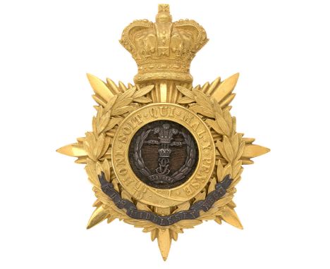 Badge. DCO Middlesex Regiment Victorian Officer's helmet plate circa 1881-1901.  Fine gilt crowned star mounted with Garter a