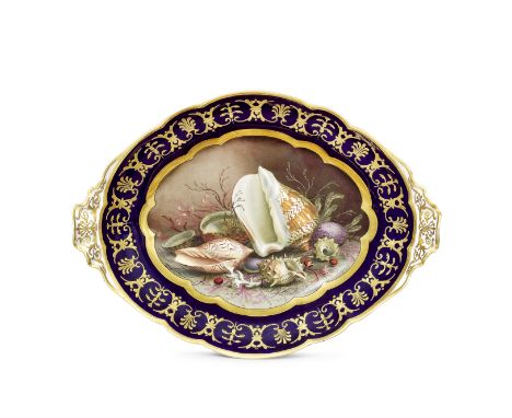 An important Flight, Barr and Barr Worcester centrepiece by Thomas Baxter circa 1814-16Of lobed oval form with shell-moulded 