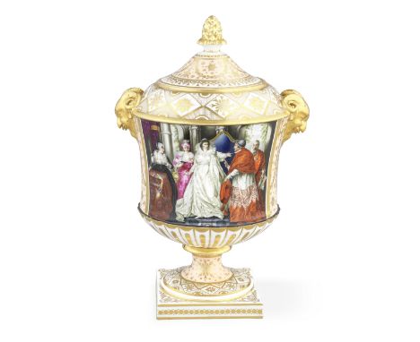 The Abergavenny Vase: an important Chamberlain Worcester vase and cover, circa 1813-14Of 'Regent' shape with ram's head handl