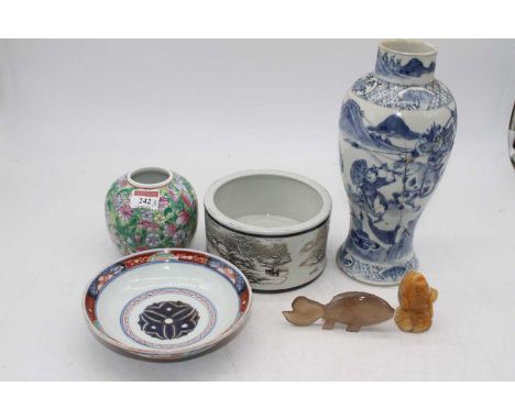 A 19th century Imari porcelain six character mark bowl, together with a 19th century Chinese porcelain vase, ginger jar, repu