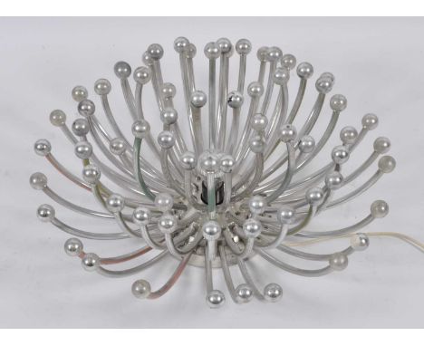 A contemporary ceiling light by Valenti, the plastic curved branches with ball terminals, with chromed effect finish, raised 