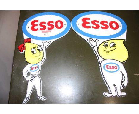 A pair of cast iron advertising figures for ESSO, h.28cm