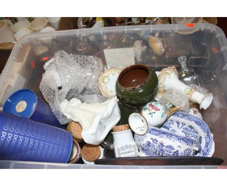 A box of miscellaneous ceramic items to include a Royal Worcester Moments Friendship figurine, and a box of miscellaneous cer