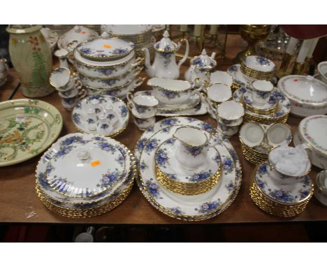 An extensive Royal Albert tea &amp; dinner service in the Moonlight Rose patternCutlery marks and light rubbing to gilt throu