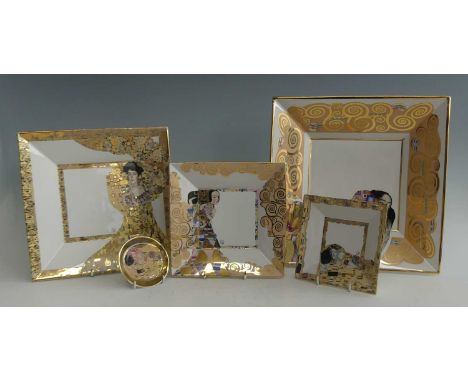 A collection of four contemporary Bradford Editions graduated square dishes, each decorated with designs by Gustav Klimt; tog