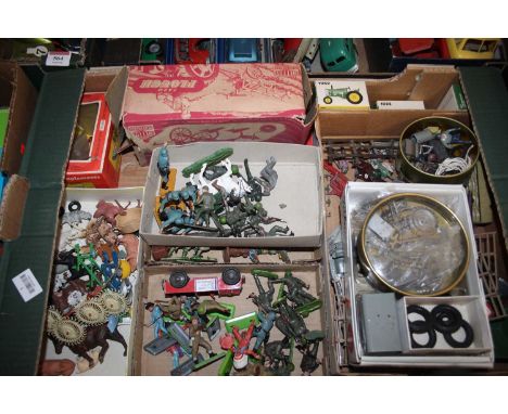 Assorted Britains leads; together with various plastic figures, miniature tractors etc 