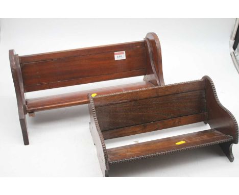 An early Victorian rosewood book trough, width 31cm, and one other mahogany example