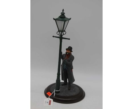 A modern Fairweather Collection resin figure of a man and gas light, height 33cm