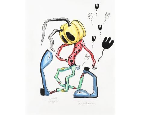 Barry Reigate &amp; Alice Irwin (Collaboration), 'Mambo (Untitled)', 2019, unique, screen print with watercolour and addition