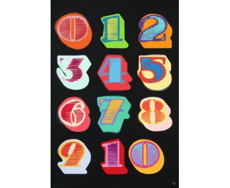 Ben Eine (British b.1970), ‘Shutterfront Numbers (Black)’, 2010, screen print in colours on 330 gsm Somerset Satin paper, sig