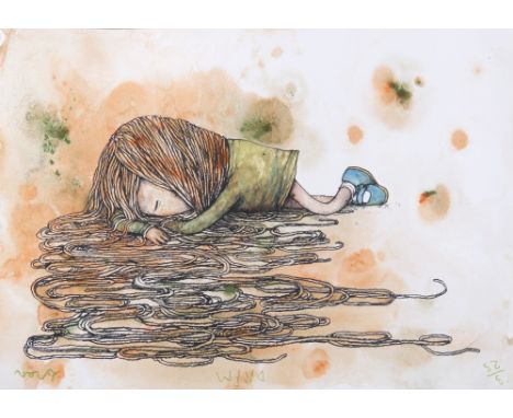 Dran (French b.1979), 'Drim (Dream)', 2018, hand embellished screen print in colours on stock paper, signed, titled and numbe