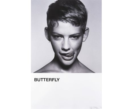 Rankin &amp; Nick Smith (Collaboration), 'Butterfly (Emily Close Up)' 2019, unique, matt black and white inkjet print with co