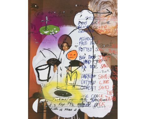 Tony Oursler (American b.1957), 'Ear-Worm 1976/2013', 2013, hand embellished digital print on paper, signed, titled and numbe