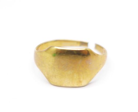 A yellow metal ring, hallmark worn, shank a/f, 2.8g