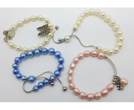 Four pearl bracelets