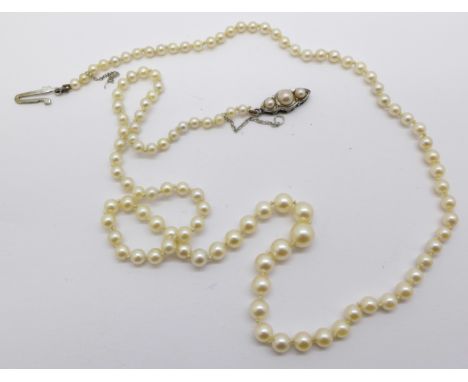 A cultured pearl necklace