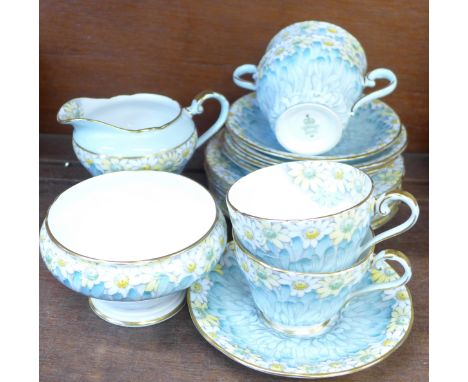 A part Aynsley tea set, (four cups, five saucers, six side plates, cream and sugar)